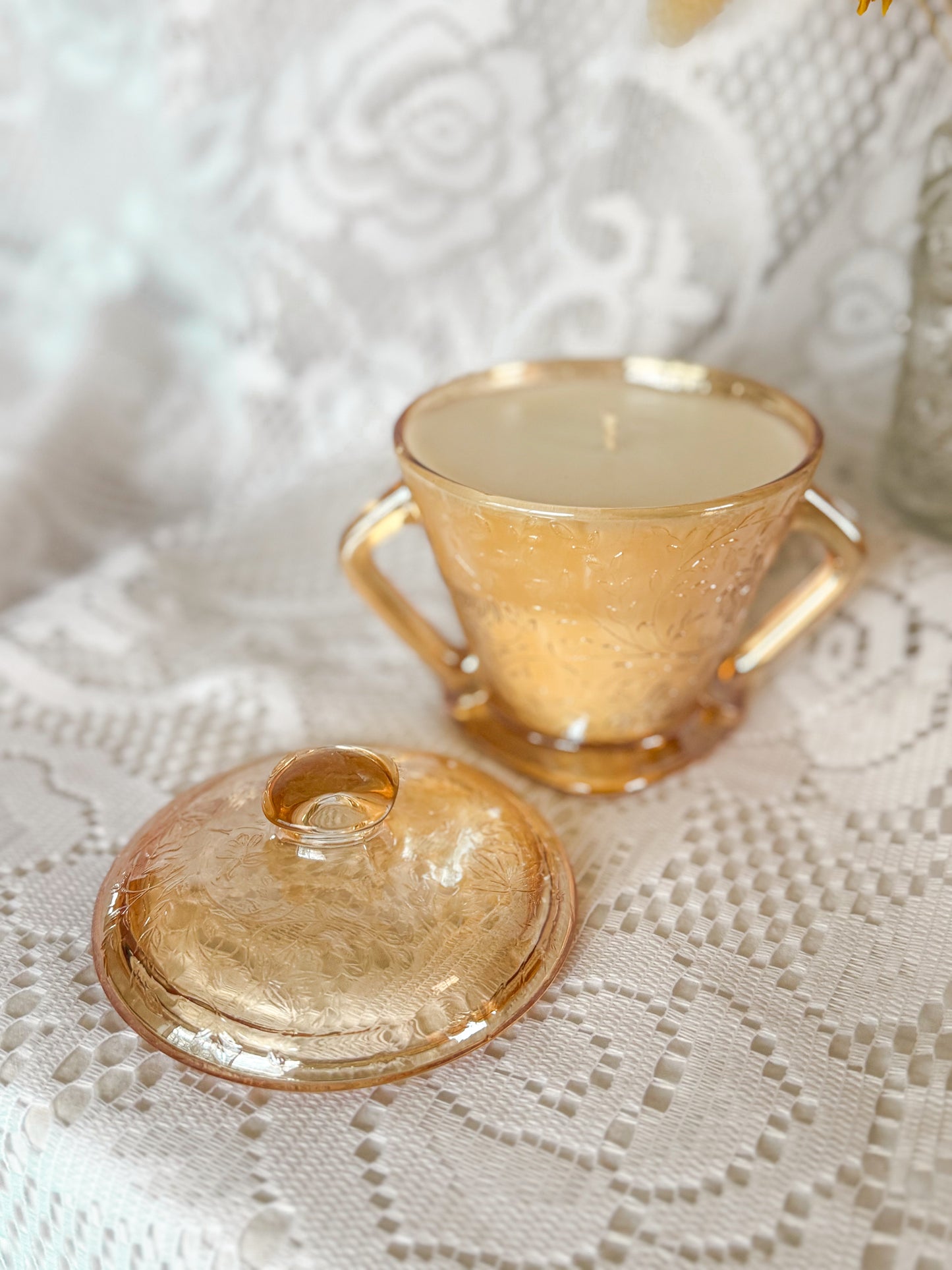 Opaline - Depression Glass Candle