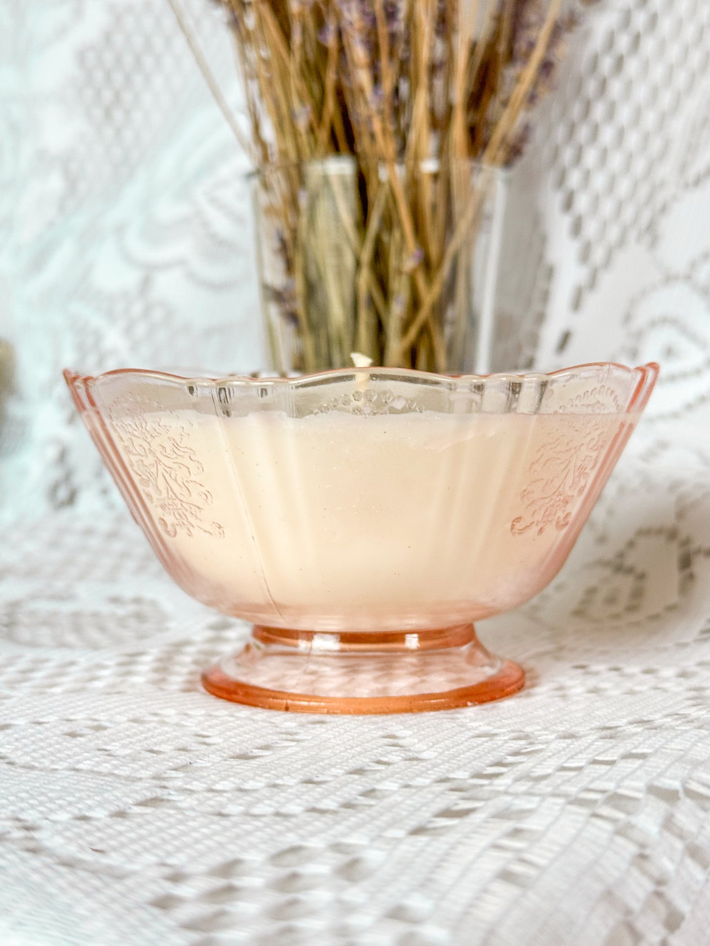 Camille - Pink Depression Glass Candle