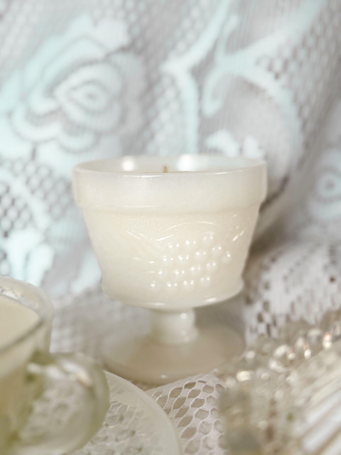 Ada - Milk Glass Pedestal Candle