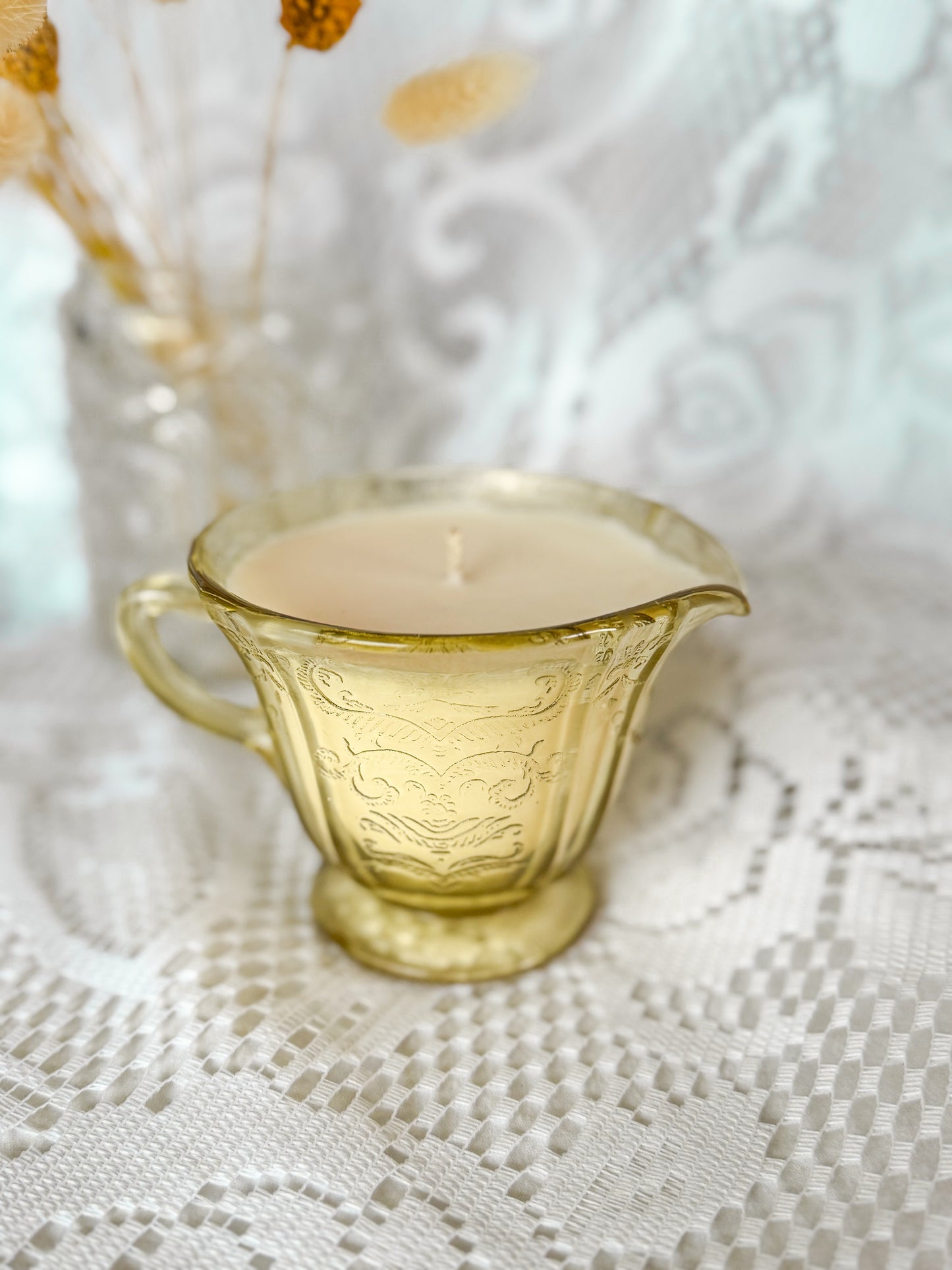Celia - Yellow Depression Glass Candle