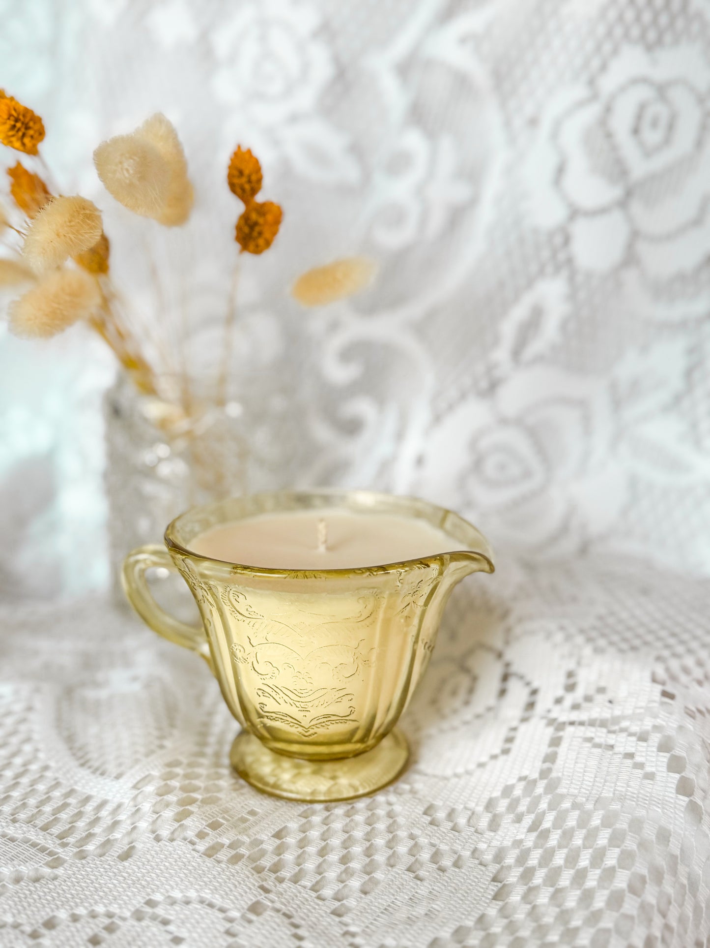 Celia - Yellow Depression Glass Candle
