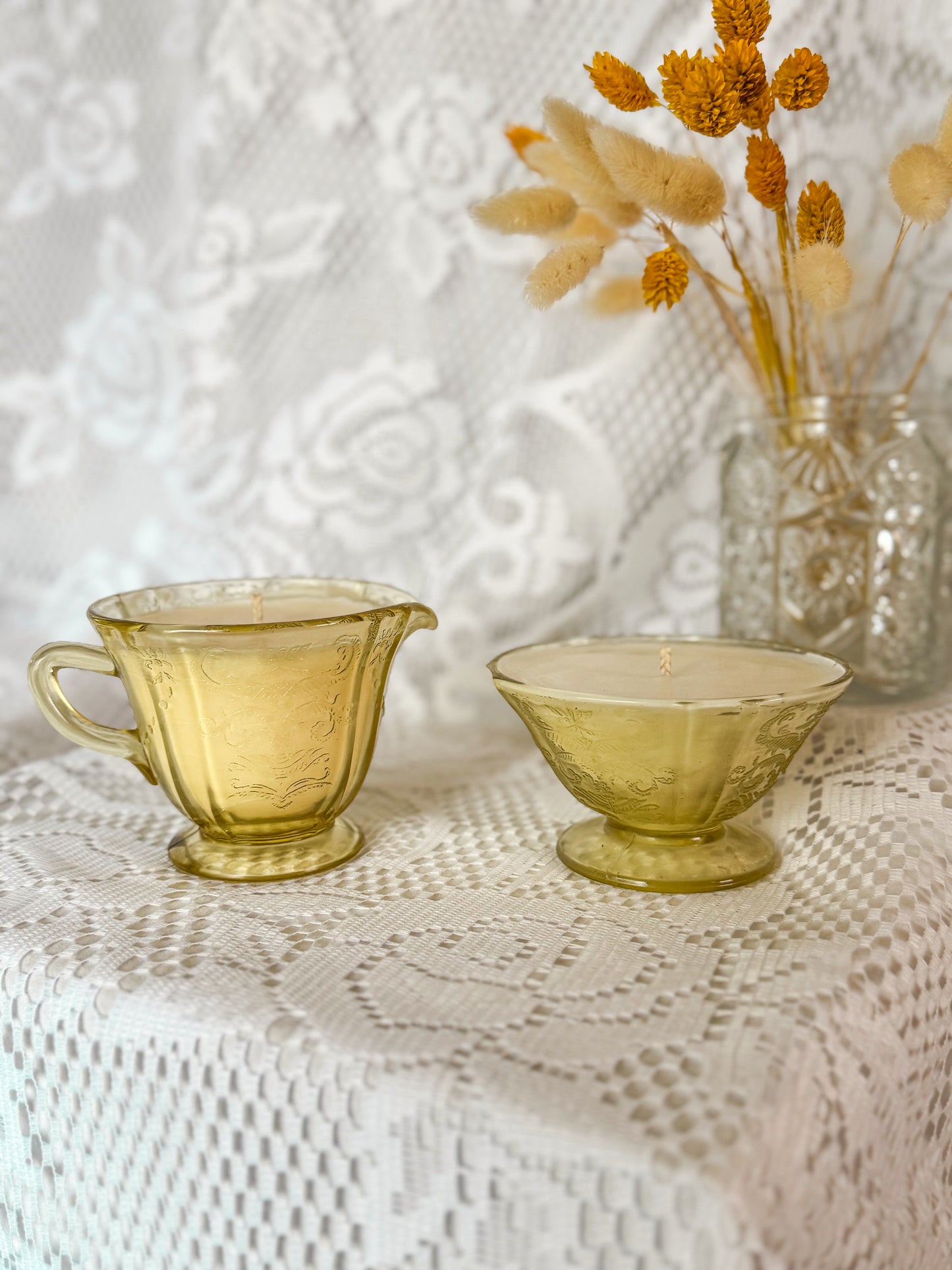 Celia - Yellow Depression Glass Candle