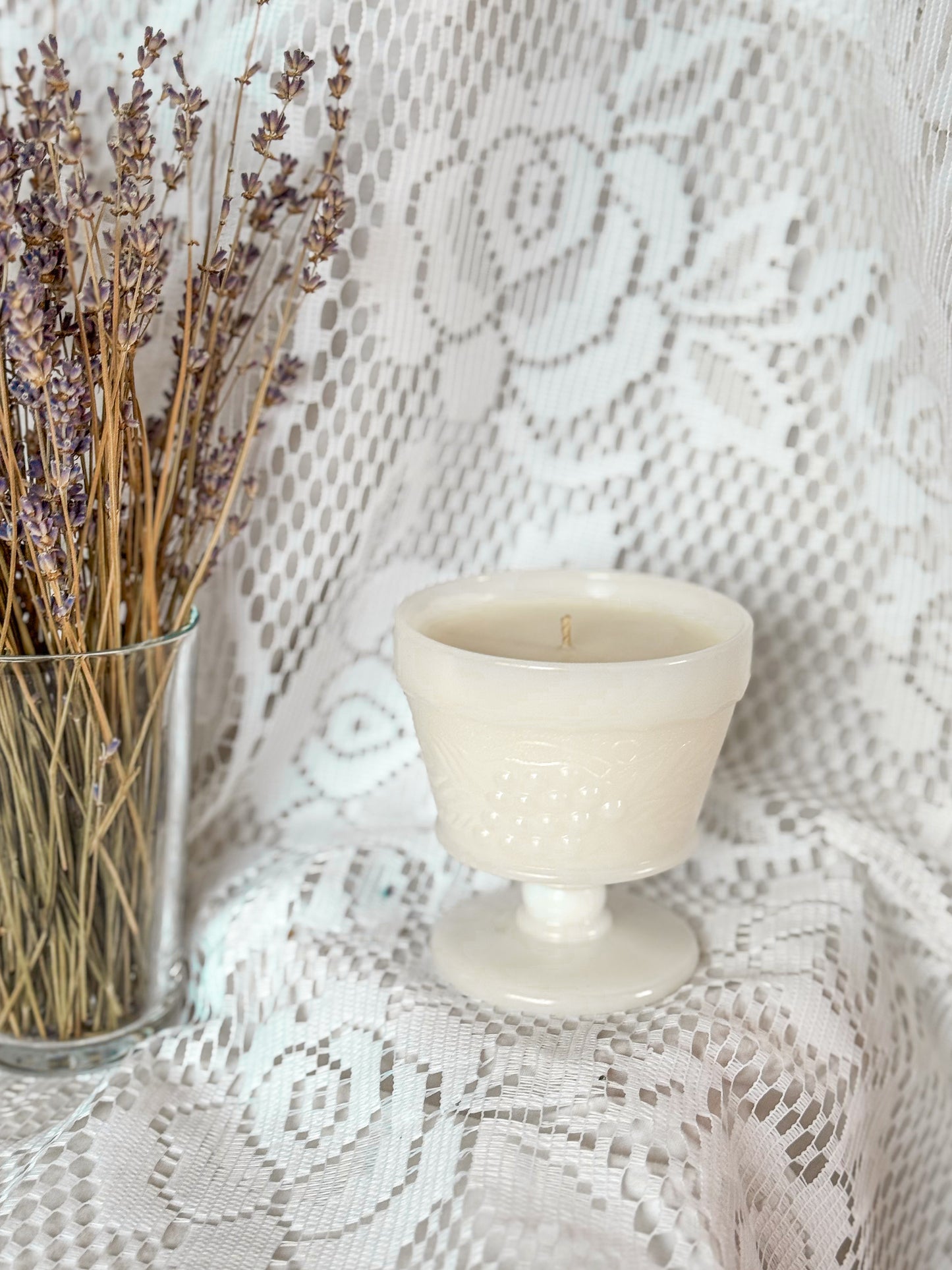 Ada - Milk Glass Pedestal Candle
